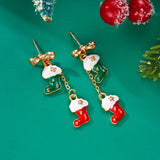 Cifeeo-Christmas gifts Fashion Christmas Asymmetrical Dangle Earrings for Women Santa Claus Snowman Snowflake Xmas Tree Earring Girls New Year Jewelry