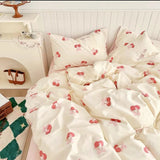 Cifeeo-Ins Pastoral style Yellow Small Flowers Bedding Set Twin Queen Size Duvet Cover Flat Sheet Pillowcase Princess Girl Bed Linen