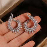 Cifeeo-Christmas gifts idea Winter outfits Christmas outfits Korea New Design Fashion Jewelry Luxury Cubic Zirconia Earrings Elegant Women Shiny Party Engagement Wedding Earrings