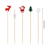 Cifeeo-50/100Pcs Christmas Buffet Fruit Food Skewer Cocktail Picks Cupcake Topper 2024 Christmas Party Decor Supplies New Year 2025