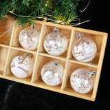 Cifeeo-6pcs 6cm Transparent Snow Christmas Balls Pendants for Christmas Tree Decoration Clear Baubles Hanging Ornaments Xmas Navidad