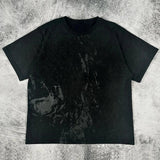Cifeeo-Gothic skeleton print design O-neck baggy T-shirt for men y2k clothing 2000s vintage summer hip-hop street popular versatile top