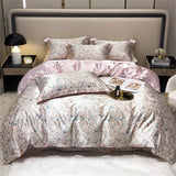 CIFEEO-Spring Summer Bedding Set Mulberry Silk 4 Pieces Comforter Bedding Set, 1PC Duvet Cover, 1PC Bed Sheet, 2PCS Pillowcases, Luxury Home Textiles Bedclothes