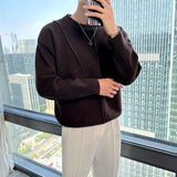 Cifeeo-Winter Outfits Men chill guy Winter Clothing Men Light Luxury Knit Patchwork Sweater Streetwear Stylish Retro Korean Popular Clothes Leisure O Neck Pullover