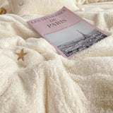 Cifeeo-Cream White Bedding Set, Warm Berber Fleece, Star, Bear Embroidery, Duvet Cover, Bed Sheet, Pillowcases, Home Textiles, Winter