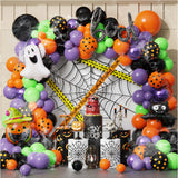 Cifeeo 103pcs Halloween Theme Orange Black Polka Dot Latex Pumpkin Bat Ghost Foil Balloon Garland Arch Kit for Horror Party Decoration