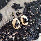 Cifeeo-Gothic Vintage Raven Cameo Earrings For Women Girls Fashion Witch Jewelry Accessories Gift Elegant 3D Raven Drop Ear Hooks Trend