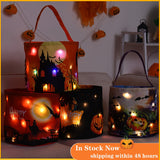 Cifeeo New Halloween Bag Luminous Pumpkin Bag Children's Portable Candy Bag Ghost Festival Tote Bucket Props Halloween Party DIY Decor