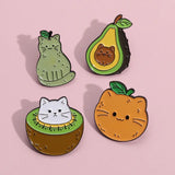 Cifeeo-Cute Cat Brooch Cat Club Swan Love Glasses Dagger Chainsaw Fruit Cat Angel Cat Creative Metal Badge Punk Lapel Pins Jewelry Gift