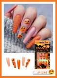 Christmas Cifeeo False Nails Press On Set Almond Black Ghost Design Long Fake Nail Pumpkin Pressure Decorated Adhesive Nail Tips 24Pcs