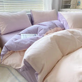 Cifeeo-Solid Pink Fashion Style Bedding Set Twin Full Queen Size Duvet Cover Set Adults Kids Simple Korean Bed Flat Sheet Pillowcases