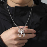 Cifeeo-Halloween Jewelry Gothic Punk Spider Animal Pendant Necklace for Women Men Stainless Steel Y2K Style Hip Hop Neck Chain Choker Personality Jewelry