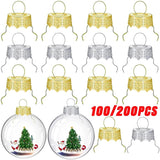 Cifeeo-50/100/200Pcs Round Christmas Ornament Caps Hanger Strings Replacement Xmas Tree Ball Metal Cap for New Year Home DIY Decoration