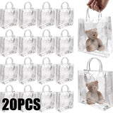 Cifeeo-20Pcs Transparent Gift Bags with Handle Wedding Kids Birthday Party Favors Christmas New Year PVC Gift Packaging Bag Baby Shower