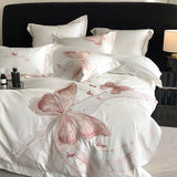 Cifeeo-1000TC Egyptian Cotton White Luxury Bedding Set Chic Butterfly Embroidery Queen King Size Duvet Cover Set Bed Sheet Pillowcases