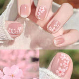 Cifeeo- Spring Sakura Lovely Girl Nail Art Wearable False Nails Press On Fake Nails Tips 24pcs/box With Wearing Tools As Gift