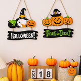 Cifeeo Halloween Pumpkin Wooden Hanging Ornaments Gnome Witches Wood Craft door Sign Hanging Pendant Halloween Home Party Decorations