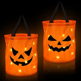 Cifeeo-LED Light Halloween Trick or Treat Bucket Pumpkin Candy Bags Collapsible Halloween Basket for Thanksgiving Party Gift Basket