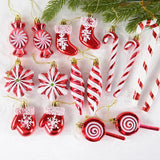 Cifeeo-6Pcs Christmas Red Candy Crutch Lollipop Xmas Tree Hanging Pendant Ornaments 2024 New Year Gift Christmas Home Decoration 2023