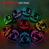 Cifeeo-Halloween Custom Wireless Halloween Neon LED Purge Mask Masque Masquerade Party Masks Light Grow in the Dark Horror Mask Glowing Masker