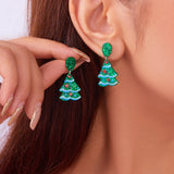 Cifeeo-Christmas gifts Acrylic Sequin Christmas Tree Earrings For Women Elegant Glitter Star Flower Glove Dangle Earring New Year Festival Jewelry Gift