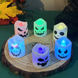 Cifeeo-6pcs Halloween Led Ghost Pumpkin Candle Light Glowing Lamp Halloween Party Home Bar Decoration Haunted House Horror Props