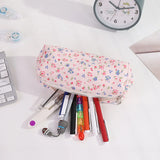 Cifeeo-Back To School Gifts Retro Flowers Pencil Case Estuche Escolar Pencil Pouch Corduroy Cute Stationery Large Capacity School Supplies Pencil Case Girls