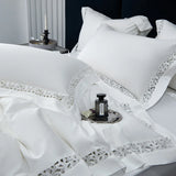 Cifeeo-High Quality 1200TC Egyptian Cotton Bedding Set, Hollow Lace Broad Side, Luxury Duvet Cover, Flat, Fitted Bed Sheet, Pillowcases