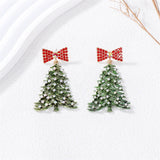 Cifeeo-Christmas gifts Luxury Colorful Rhinestone Christmas Tree Dangle Earring for Women Exquisite Zircon Pearl Bowknot Xmas Elk Earring Party Jewelry