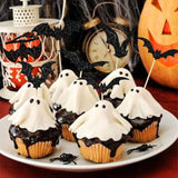 Cifeeo-12/24Pcs Halloween Bat Cupcake Toppers Mixed Black Bat Cupcake Pick Flags Kids Halloween Birthday Party Cake Decoration Supplies