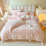 Cifeeo-Autumn and Winter Bedding Set Pink Faux Rabbit Fur Velvet Fleece Bedding Set with Ball, Princess Bedding Set, Plush, Soft Duvet Cover, Bed Sheet, Pillowcases