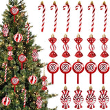 Cifeeo-6Pcs Christmas Red Candy Crutch Lollipop Xmas Tree Hanging Pendant Ornaments 2024 New Year Gift Christmas Home Decoration 2023