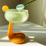 CIFEEO-Cute Duck Palm Goblet Dessert Glass Mug Ice Cream Cup Colored Borosilicate Glass Cup Cereal Bowl Cocktail Glass