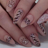 Cifeeo 24Pcs Detachable Almond False Nails French Fake Nails Full Nail Art Tips Press On Nails