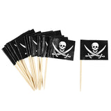 Cifeeo-Pirate Flag Toothpicks Cupcake Topper For Kids Boys Pirate Theme Birthday Party Cake Decoraiton Halloween Cocktail Pick Supplies