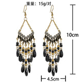 Cifeeo-Christmas Gift New Year's Eve Gift Bohemian Water Drop Tassel Earrings For Women Colorful Beads Dangle Ethnic Style Earring Female Fashion Jewelry