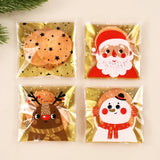 Cifeeo-100Pcs Christmas Cookie Candy Bag Santa Claus Plastic Biscuit Gift Packaging Bag Xmas Party Decoration Supplies New Year 2025