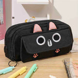 Cifeeo-Back To School Gifts Cat Pencil Case Estuche Escolar Pencil Case Girls Cute Stationery Plush Cat Ears Large Capacity School Supplies Pencils Cases