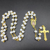 Cifeeo-Christmas Gift New Year's Eve Gift White Wooden Rosary Necklace For Women Crucifix Cross Pendant Long Chain Necklace Men  Religious Catholic Prayer Jewelry