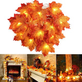 Cifeeo-3M 20LED Artificial Maple Leaves LED String Light Fairy Garland Halloween Party Christmas Decoration for Home Thanksgiving Gift