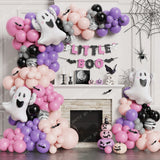 Cifeeo 127pcs Halloween Theme Purple Pink Cute Cartoon Ghost Foil Balloon Garland Arch Kit for Kid Girl Horror Party Decoration Supplie
