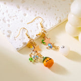 Cifeeo-Halloween Jewelry Cute Halloween Dangle Earrings for Women Cartoon Ghost Pumpkin Star Asymmetrical Long Tassel Earrings Party Statement Jewelry