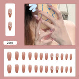 Cifeeo- 24pcs Long Ballerina False Nails  Detachable Finger Nail Butterfly Pearl False Nail Design Wearable Fake Nails