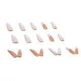 Cifeeo- 24pcs White Small Diamonds Detachable Long Ballerina False Nails With Design Wearable Fake Nails Full Cover Nail Tips