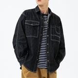Cifeeo-Winter Outfits Men chill guy Men's Spring Denim Long-sleeved Pocket Shirt Casual Japanese Popular Clothes Button Streetwear Luxury Stylish Outerwear 2025 New