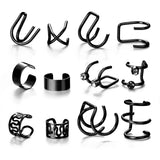 Cifeeo Silver Color Leaves Clip Earrings for Women Men Creative Simple C Ear Cuff Non-Piercing Ear Ear Clip Set Trend Jewelry Gift