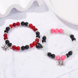 Cifeeo-Halloween Jewelry 2Pcs Halloween Spider Couple Bracelets for Women Men Magnetic Heart Matching Bracelet Bangles Festive Party Aesthetic Jewelry