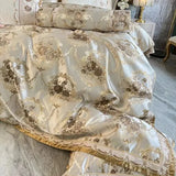 Cifeeo-4/6/9Pcs Luxury European Palace Style Brocade Jacquard Egyptian Cotton Embroidery Bedding Set Duvet Cover Bed Sheet Pillowcases