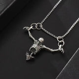 Cifeeo-Halloween Jewelry Gothic Punk Captivity Skull Pendant Necklace Halloween Punished Man Skeleton Hip Hop Cool Rock Necklace Festival Party Jewelry