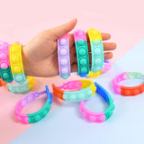 Cifeeo-12Pcs Pop Bracelets Fidget Toy Kids Birthday Party Favors Goodie Bag Pinata Filler Guest Gift Sensory Stress Relief Wristband